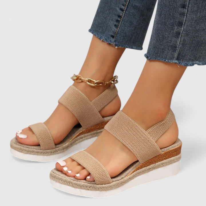 Emilia | Chic Open Toe Platform Espadrille Wedges