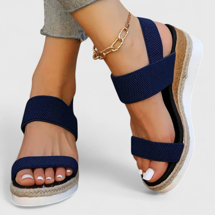 Emilia | Chic Open Toe Platform Espadrille Wedges