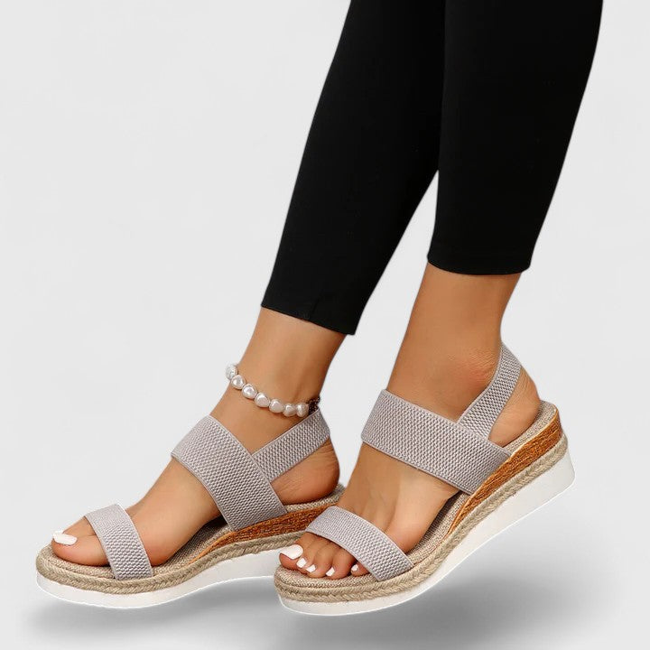 Emilia | Chic Open Toe Platform Espadrille Wedges