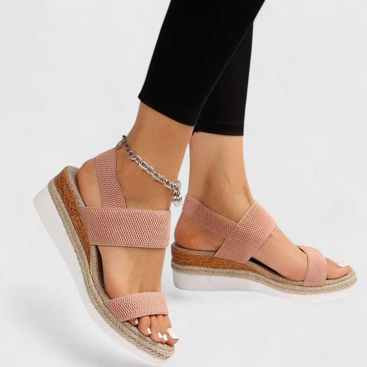 Emilia | Chic Open Toe Platform Espadrille Wedges