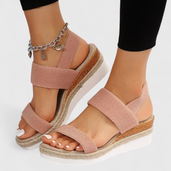 Emilia | Chic Open Toe Platform Espadrille Wedges