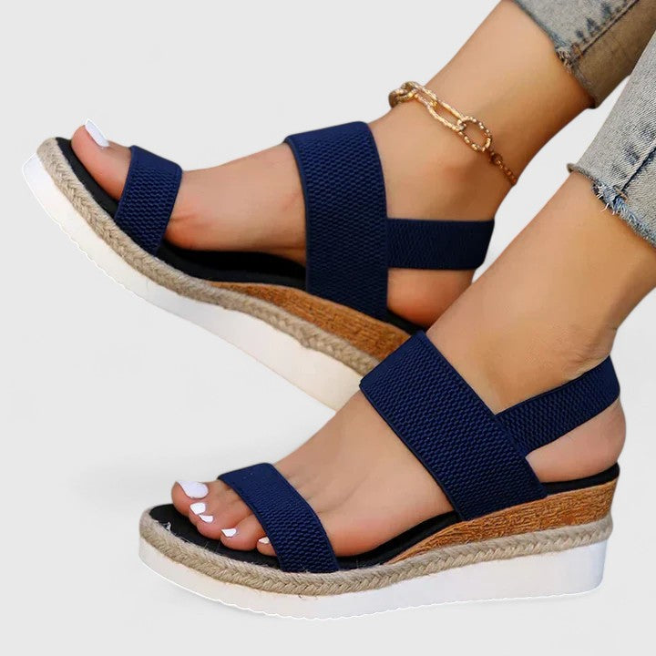 Emilia | Chic Open Toe Platform Espadrille Wedges