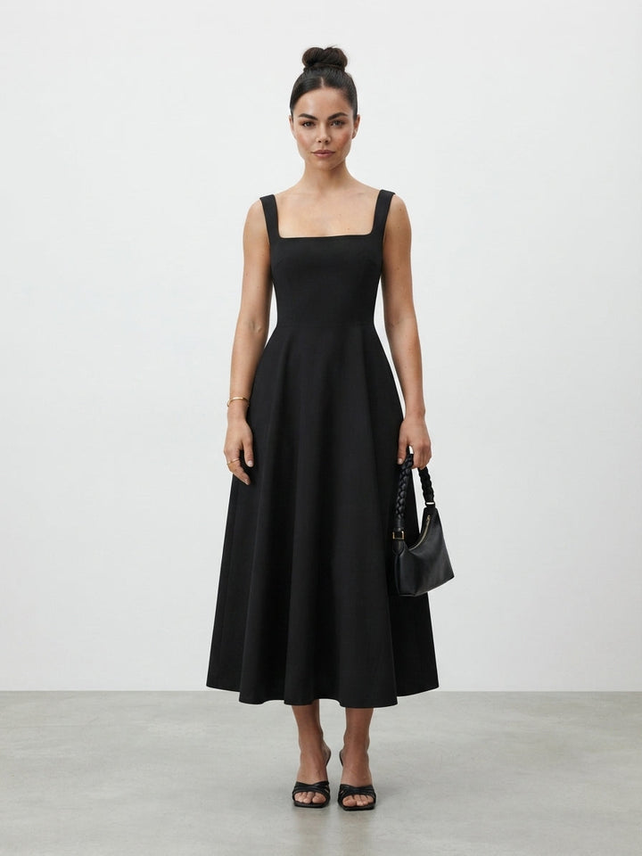 Emilia | Effortless Square Neck Races Dresses Midi Fit-and-Flare