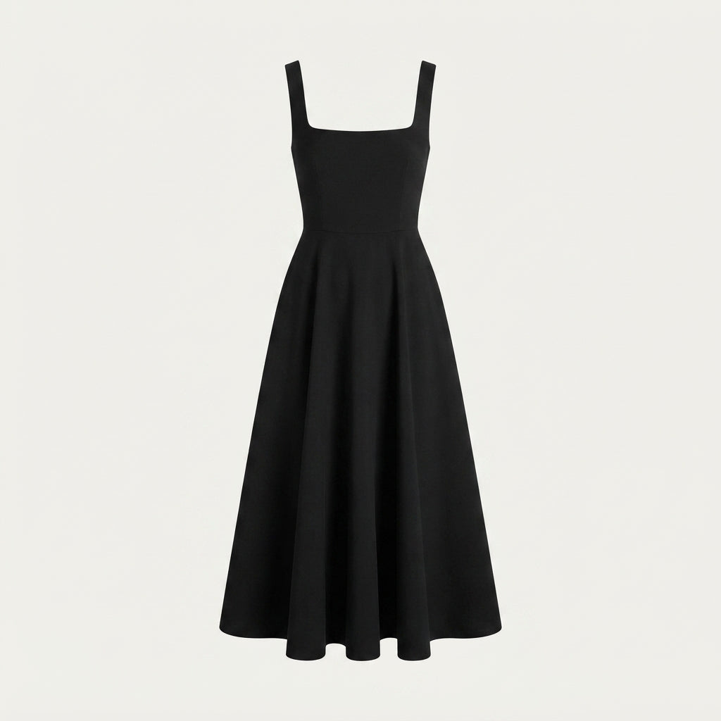 Emilia | Effortless Square Neck Races Dresses Midi Fit-and-Flare
