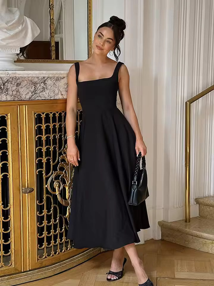 Emilia | Effortless Square Neck Races Dresses Midi Fit-and-Flare