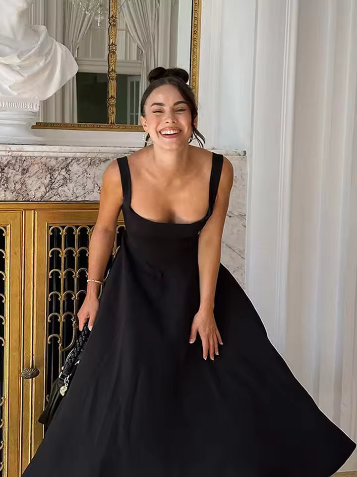 Emilia | Effortless Square Neck Races Dresses Midi Fit-and-Flare