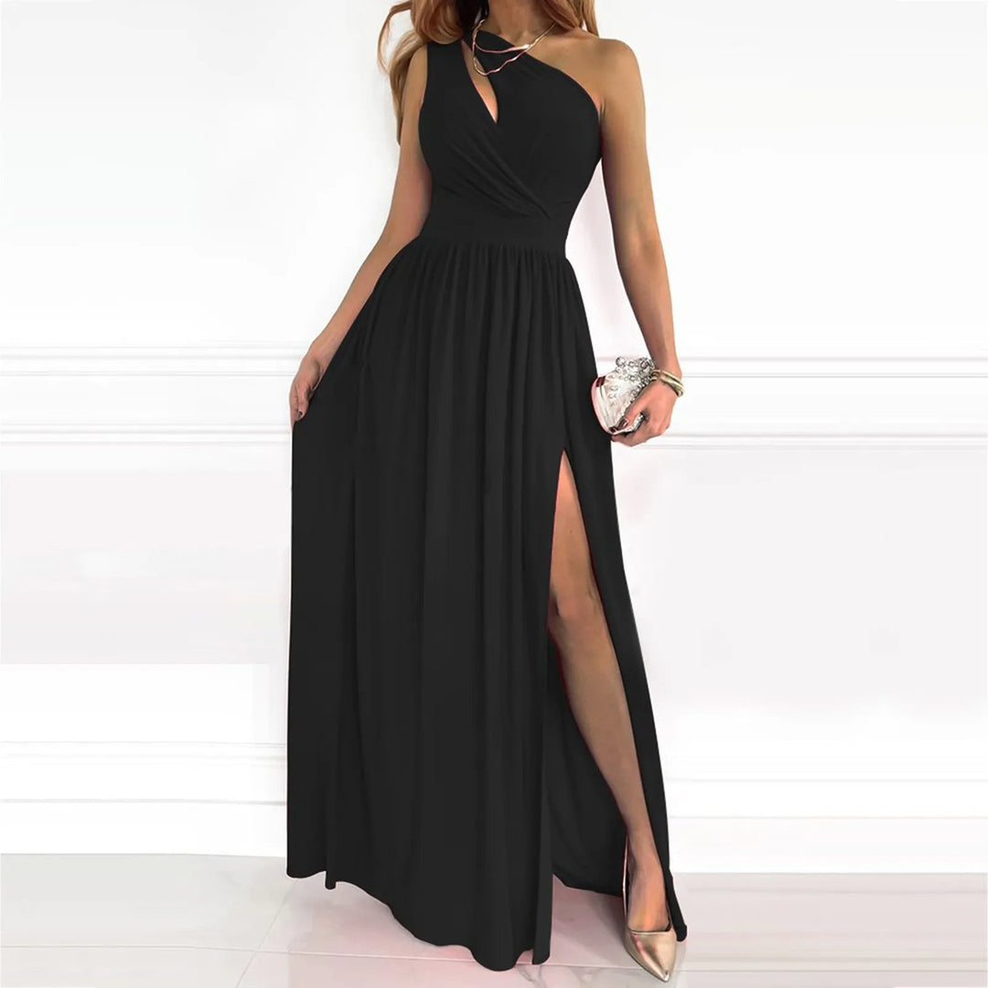 Emilia | Elegant One Shoulder Split Cocktail Maxi Dress