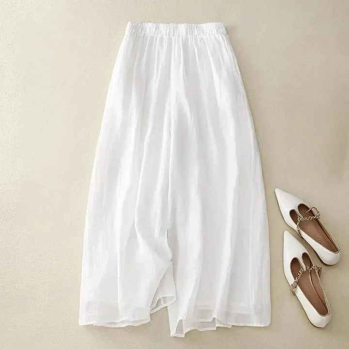 Emily | Refined Wide Leg Linen Pants with Elastic Waist