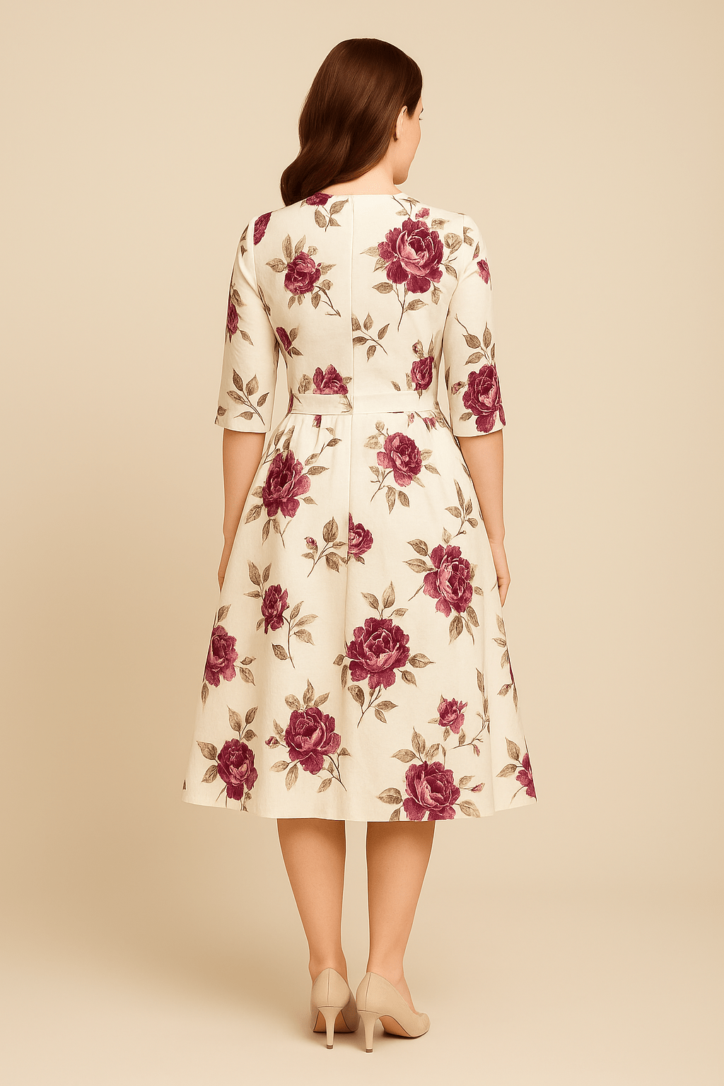 Emily | Relaxed Floral A-Line Midi Cocktail Dress