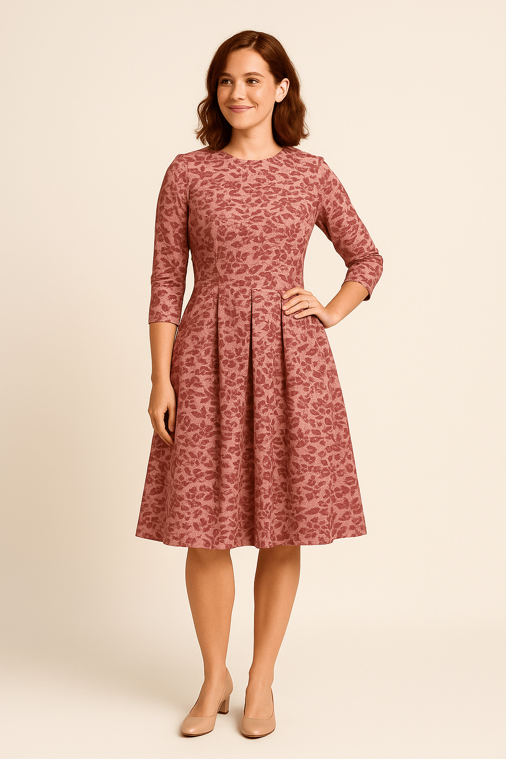 Emily | Relaxed Floral A-Line Midi Cocktail Dress