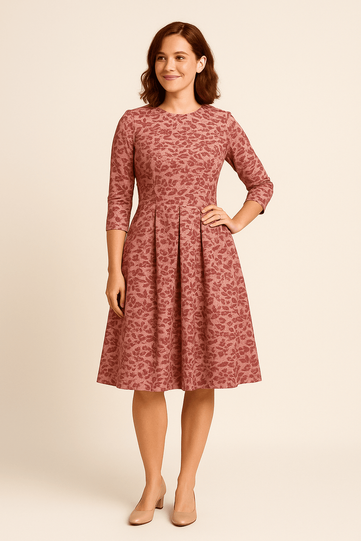 Emily | Relaxed Floral A-Line Midi Cocktail Dress