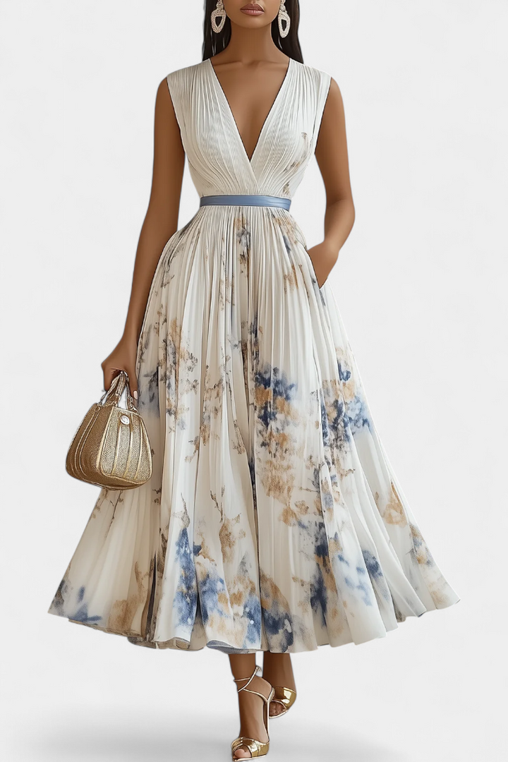 Emily | Stylish Pleated Floral Print Races Dress