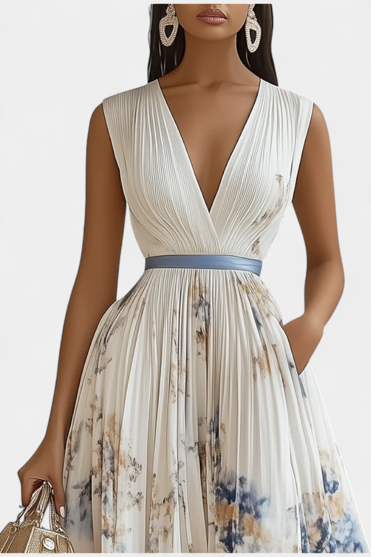 Emily | Stylish Pleated Floral Print Races Dress