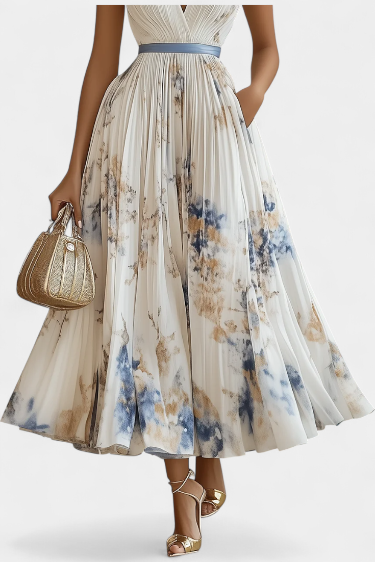 Emily | Stylish Pleated Floral Print Races Dress