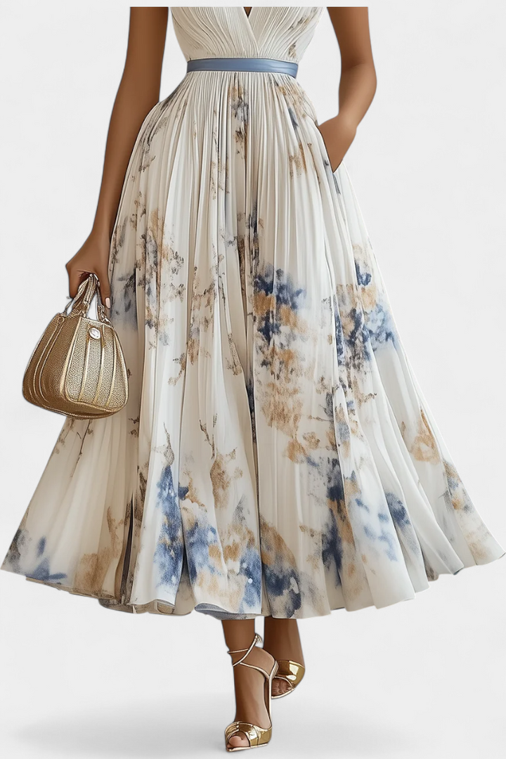 Emily | Stylish Pleated Floral Print Races Dress