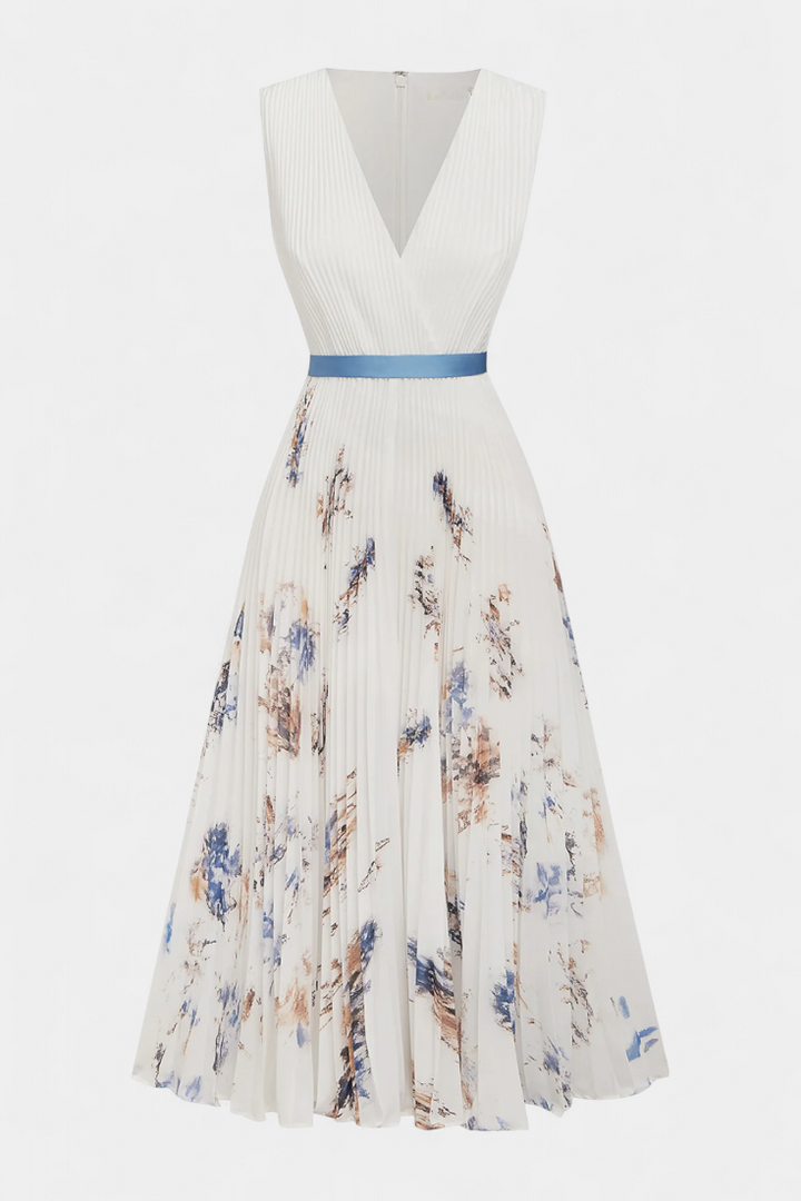 Emily | Stylish Pleated Floral Print Races Dress