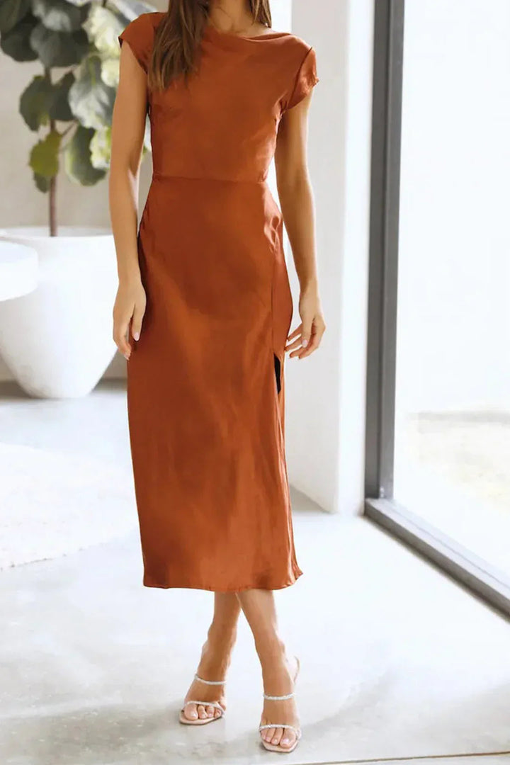 Emma | Effortless Satin Cocktail Midi Dress