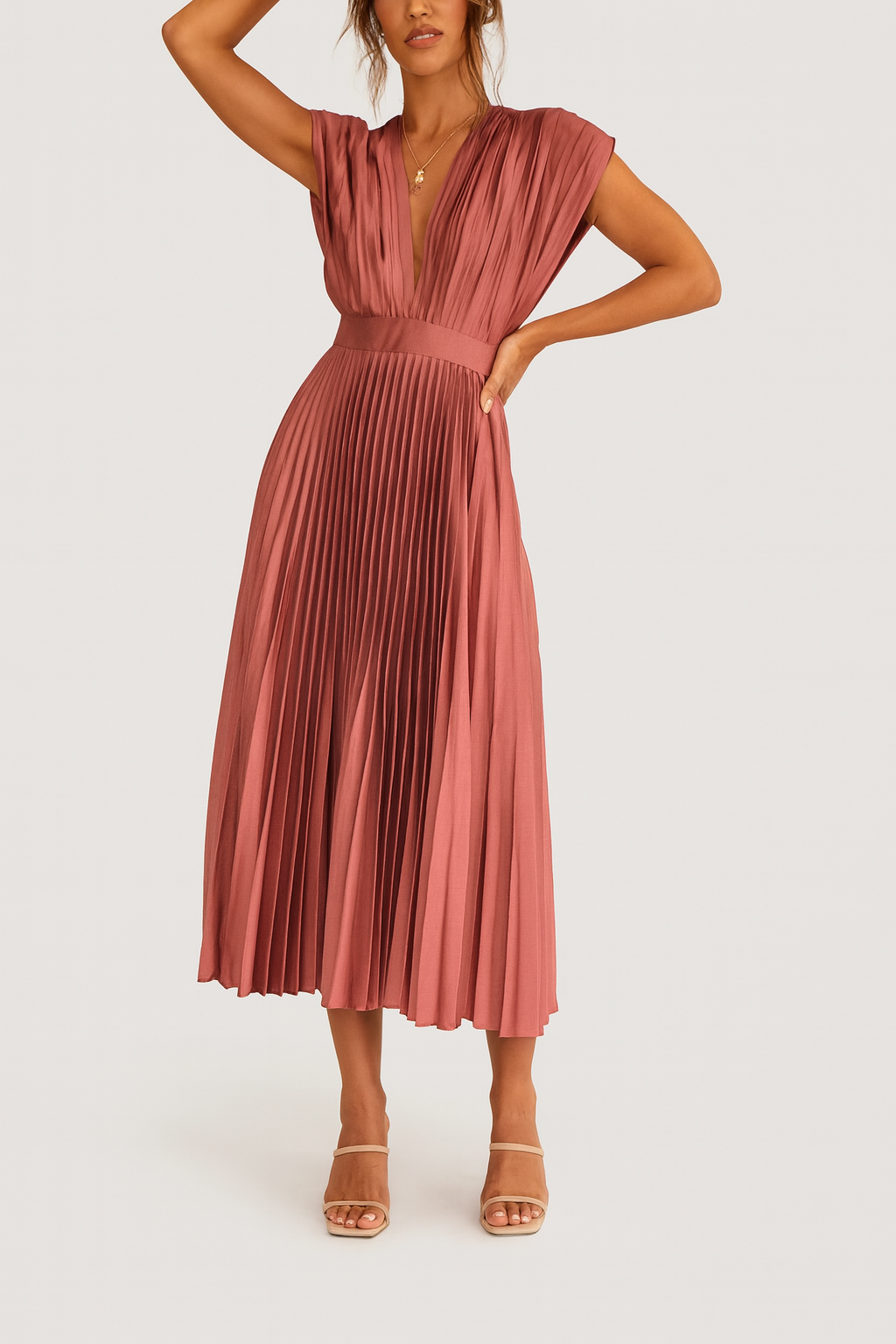 Emma | Relaxed Pleated V-Neck Race Dress