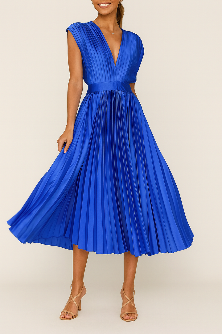 Emma | Relaxed Pleated V-Neck Race Dress