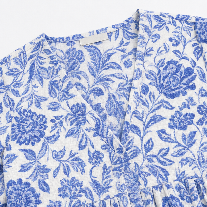 Emma | Sophisticated Floral Boho Dress with Tiered Midi Hem