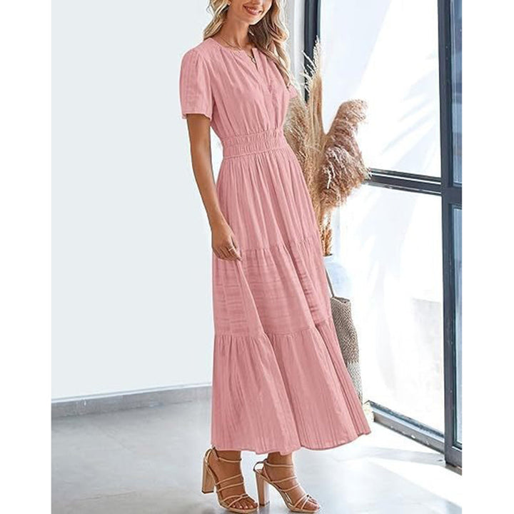 Emma | Sophisticated Tiered V-Neck Maxi Cocktail Dress