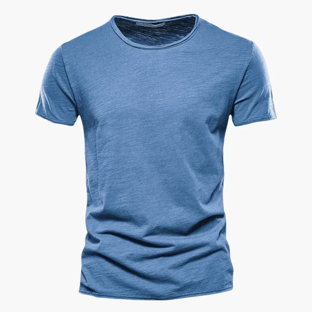 Ethan | Elegant Raw-Edge Crew Neck Mens T Shirt