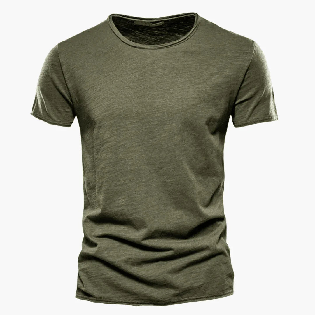 Ethan | Elegant Raw-Edge Crew Neck Mens T Shirt