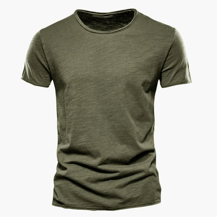 Ethan | Elegant Raw-Edge Crew Neck Mens T Shirt