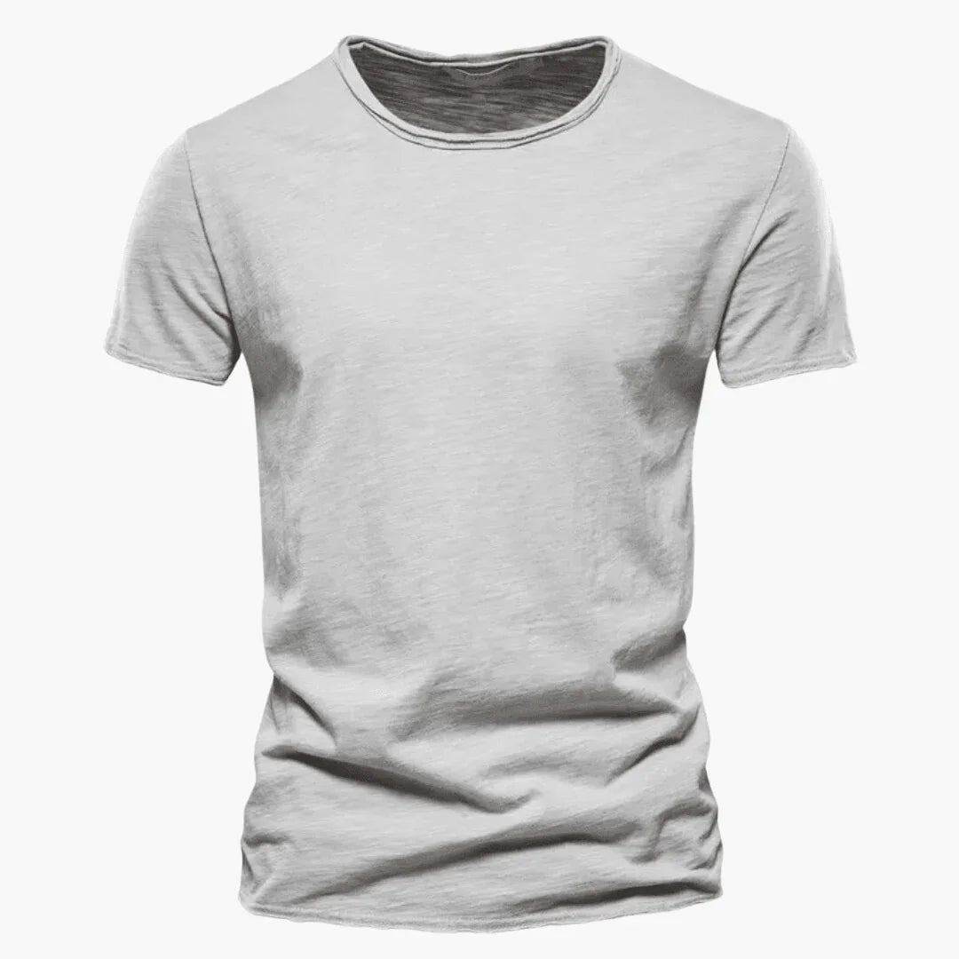 Ethan | Elegant Raw-Edge Crew Neck Mens T Shirt