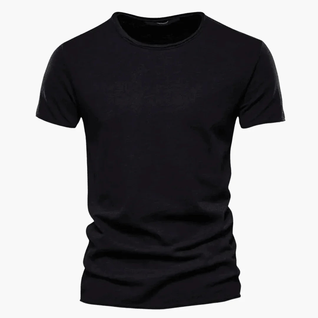 Ethan | Elegant Raw-Edge Crew Neck Mens T Shirt