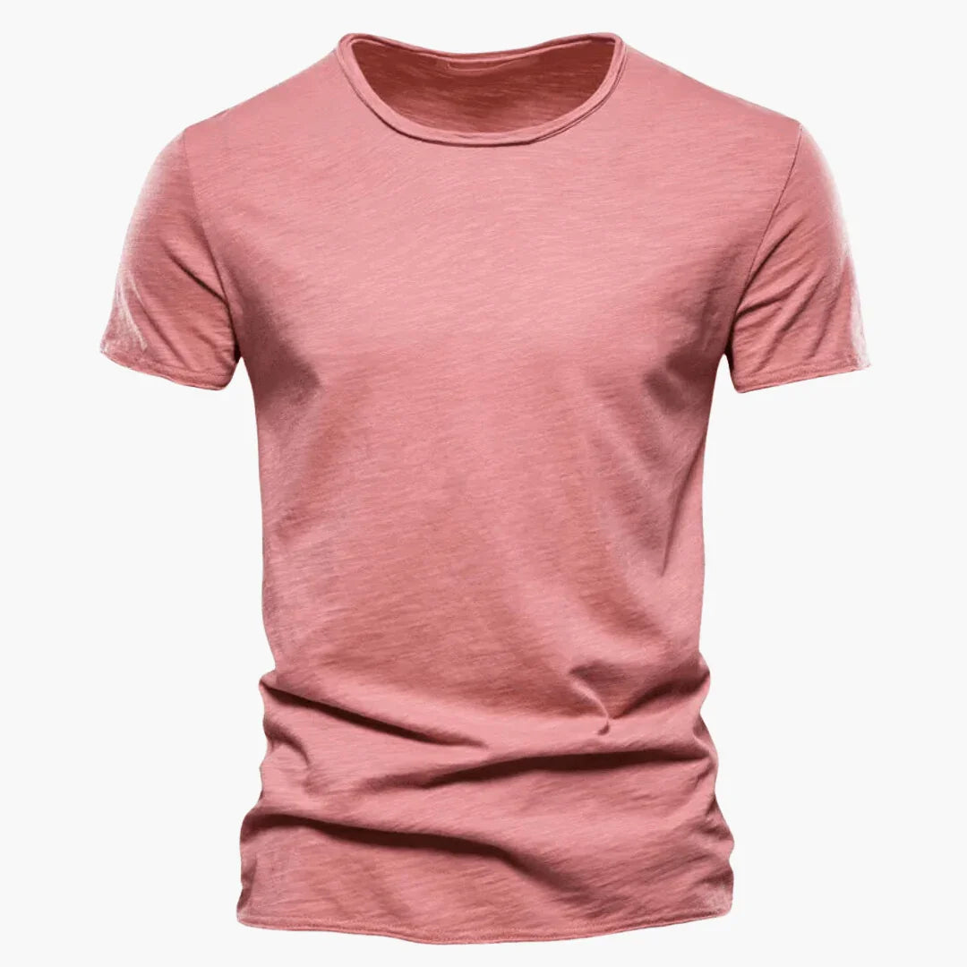 Ethan | Elegant Raw-Edge Crew Neck Mens T Shirt