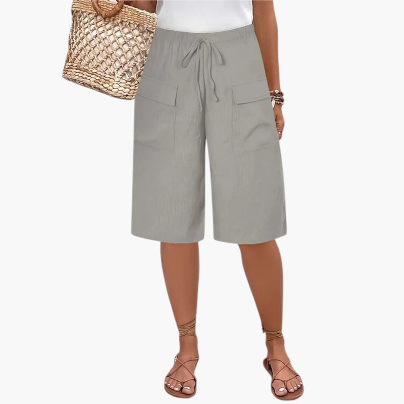 Eva | Classic Wide Leg Linen Shorts with Drawstring Waist