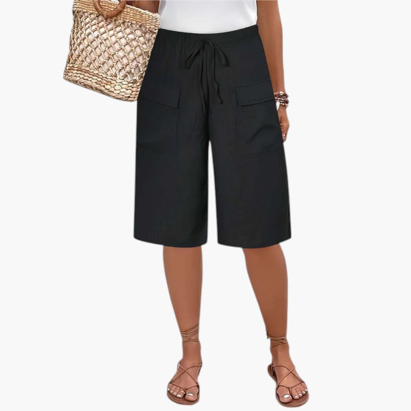 Eva | Classic Wide Leg Linen Shorts with Drawstring Waist