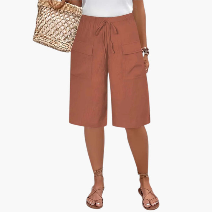 Eva | Classic Wide Leg Linen Shorts with Drawstring Waist
