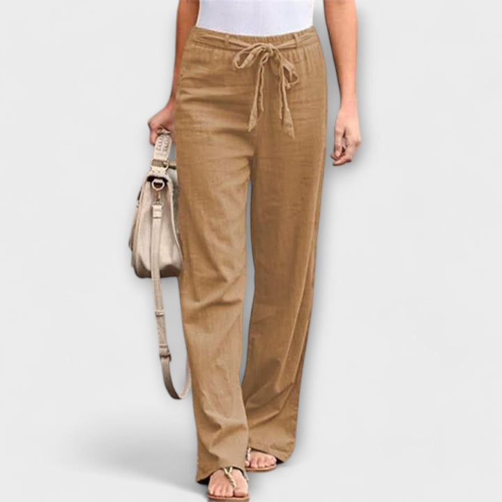 Eva | Cosy Wide Leg Linen Pants with Tie Waist
