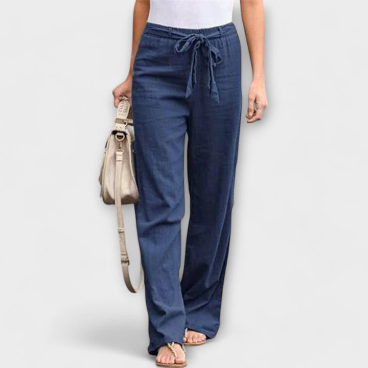 Eva | Cosy Wide Leg Linen Pants with Tie Waist