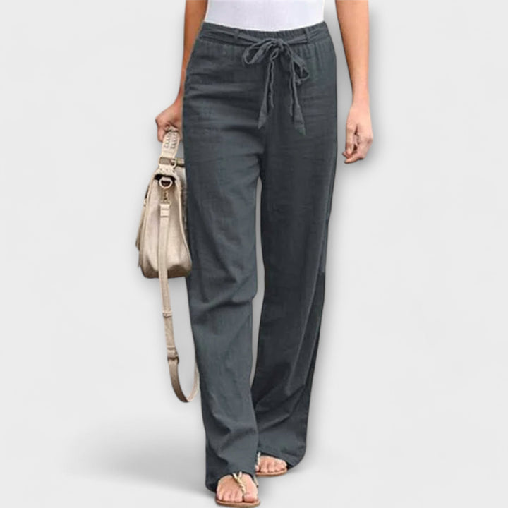 Eva | Cosy Wide Leg Linen Pants with Tie Waist