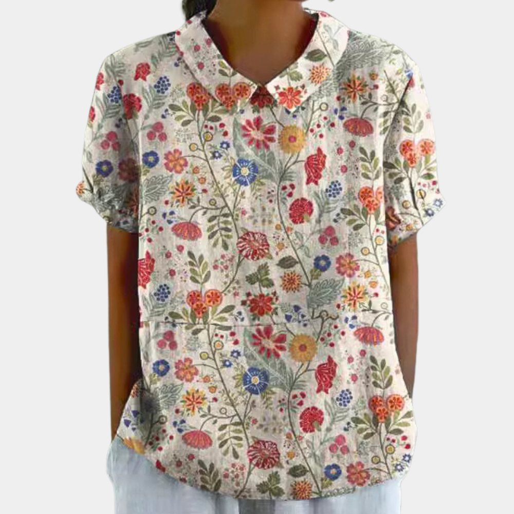 Eva | Stylish Floral Peter Pan Collar Summer Top
