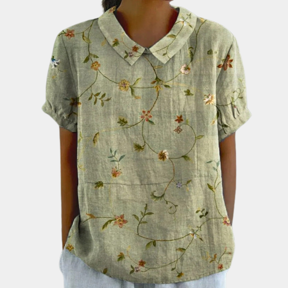 Eva | Stylish Floral Peter Pan Collar Summer Top