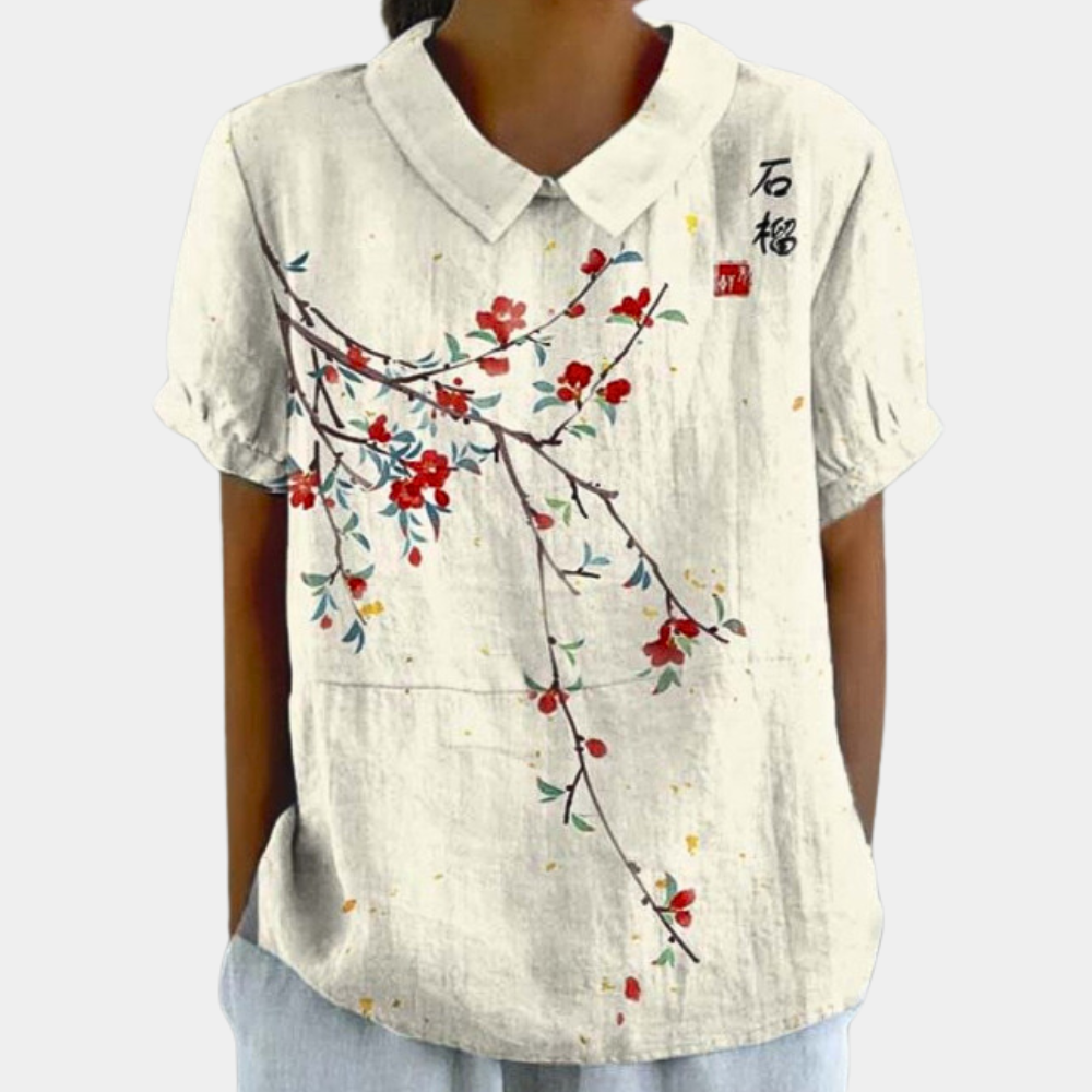 Eva | Stylish Floral Peter Pan Collar Summer Top