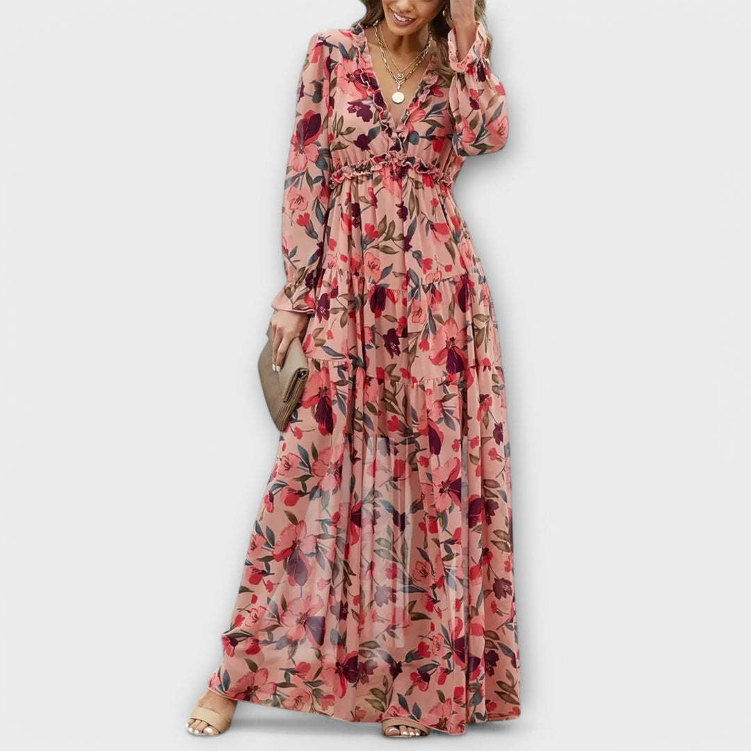 Eva | Timeless Floral Tiered Maxi Races Dress