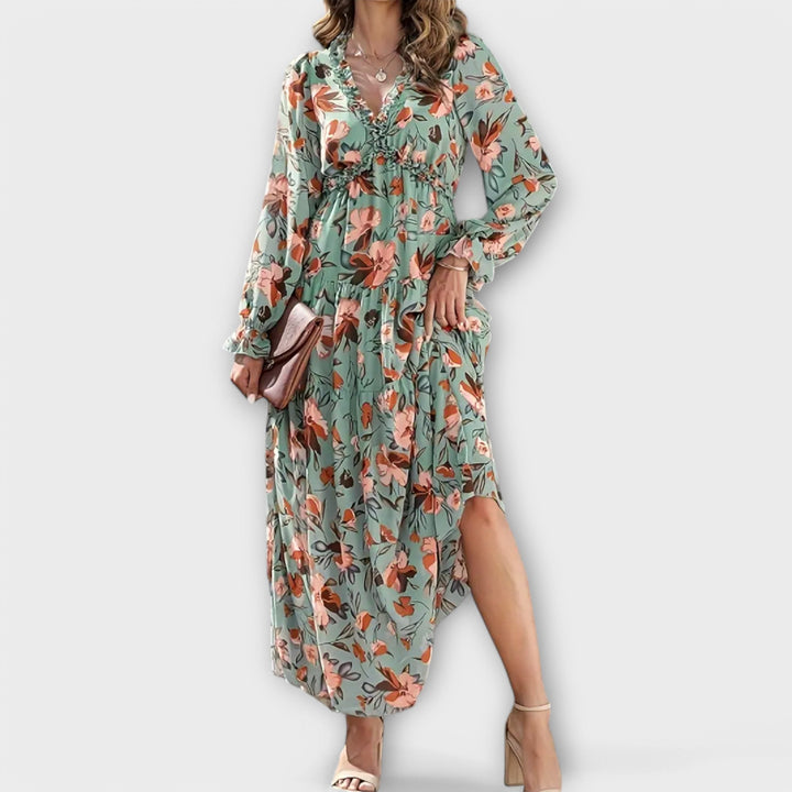 Eva | Timeless Floral Tiered Maxi Races Dress