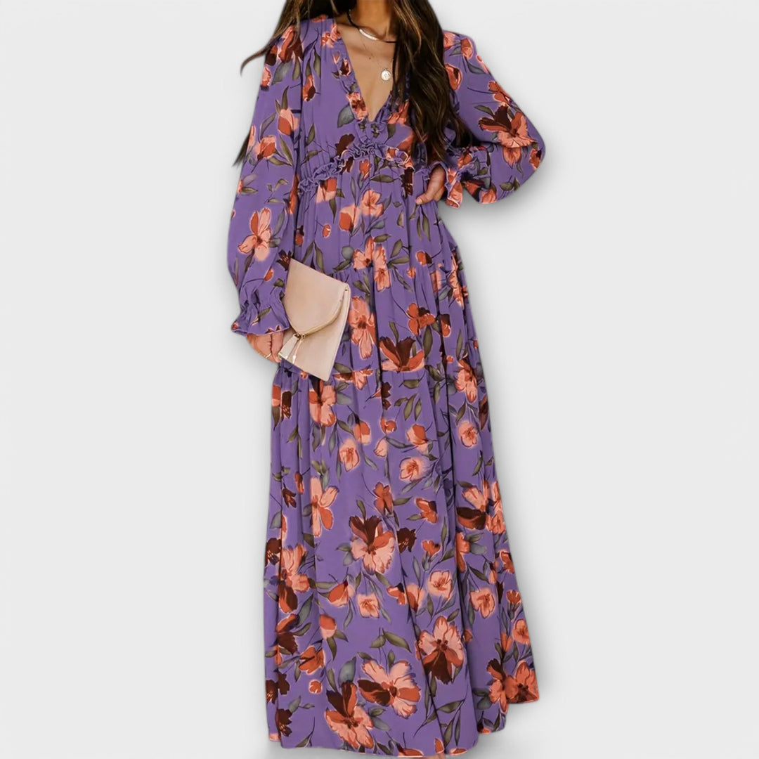 Eva | Timeless Floral Tiered Maxi Races Dress