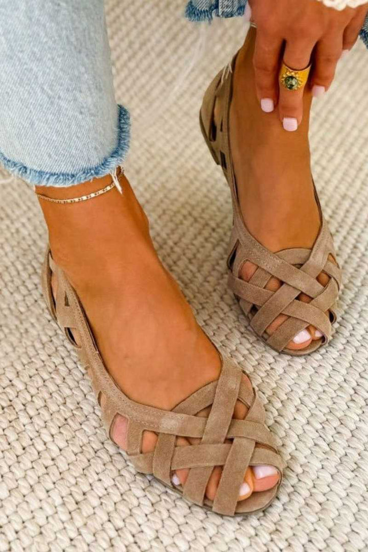 Evelyn | Chic Woven Peep Toe Flat Sandals