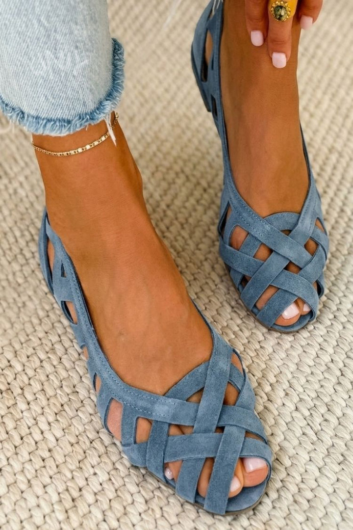 Evelyn | Chic Woven Peep Toe Flat Sandals