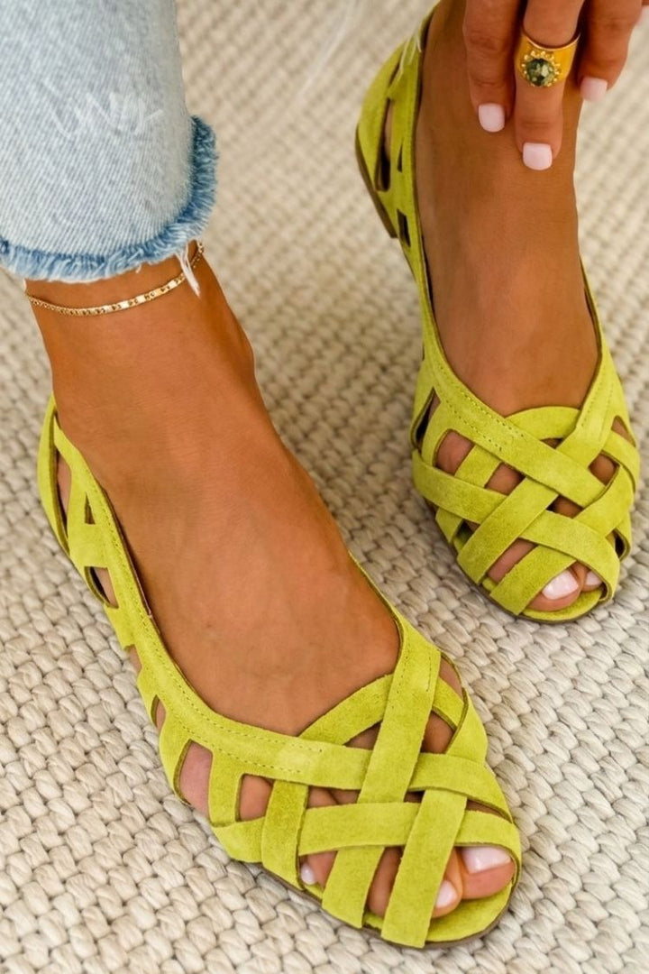 Evelyn | Chic Woven Peep Toe Flat Sandals