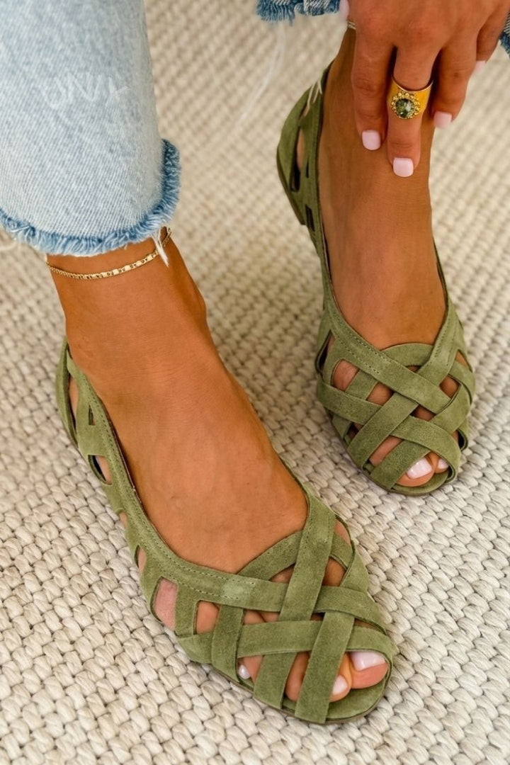 Evelyn | Chic Woven Peep Toe Flat Sandals