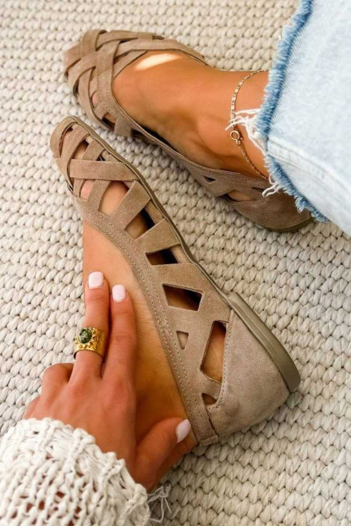 Evelyn | Chic Woven Peep Toe Flat Sandals