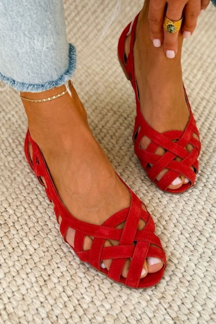 Evelyn | Chic Woven Peep Toe Flat Sandals