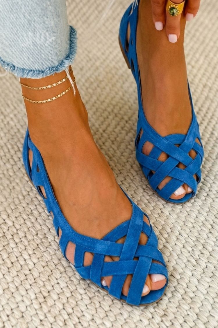 Evelyn | Chic Woven Peep Toe Flat Sandals